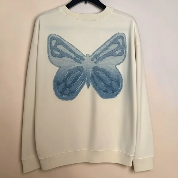 Free People x Tricia Fix Indigo Butterfly Crew | M | Designer Collab - Picture 5 of 7